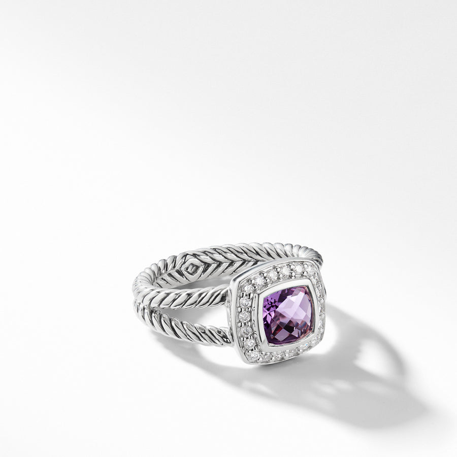 Petite Albion Ring with Black Orchid and Diamonds