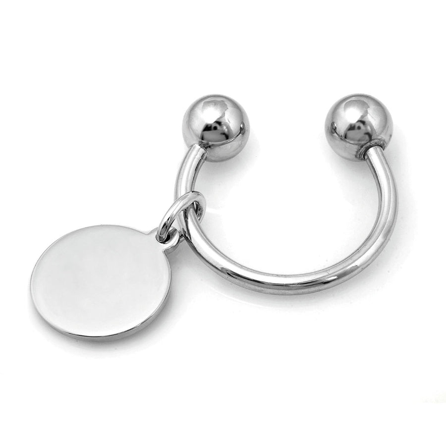 Sterling Silver Screwball Key Ring with Round Tag