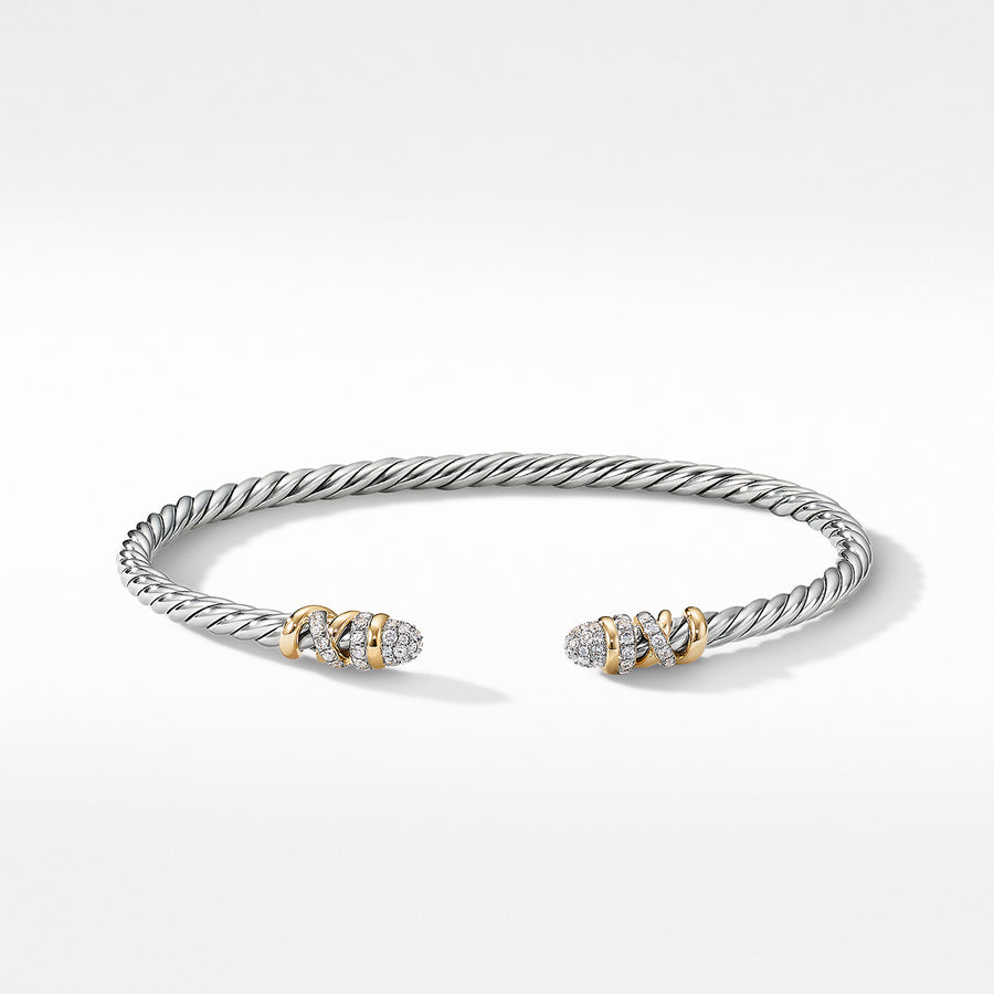 Petite Helena Bracelet in Sterling Silver with 18K Yellow Gold and Pave Diamonds