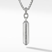 Lexington Barrel Pendant in Sterling Silver with Pave Diamonds