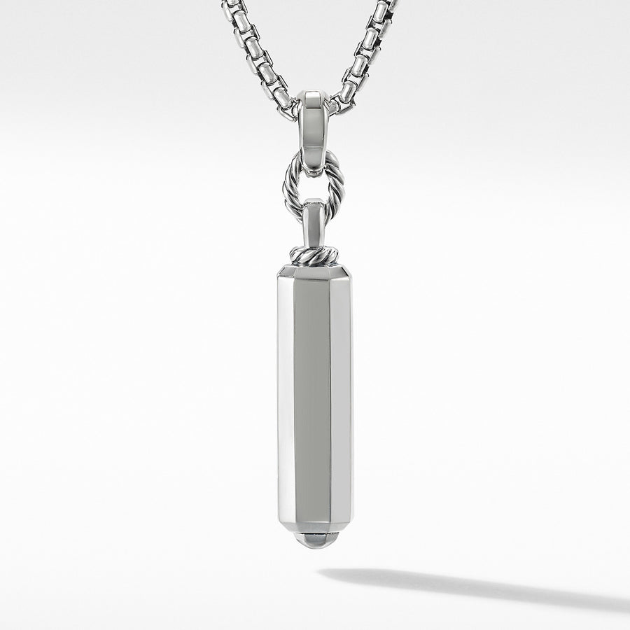 Lexington Barrel Pendant in Sterling Silver with Pave Diamonds