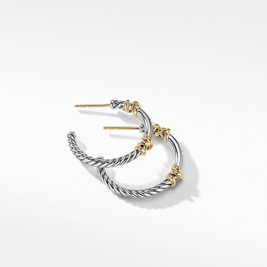 Wrap Hoop Earrings in Sterling Silver with 18K Yellow Gold and Pave Diamonds