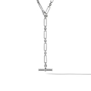 Lexington Y Chain Necklace in Sterling Silver with Pave Diamonds