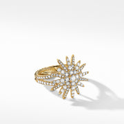 Starburst Ring in 18K Yellow Gold with Full Pave Diamonds