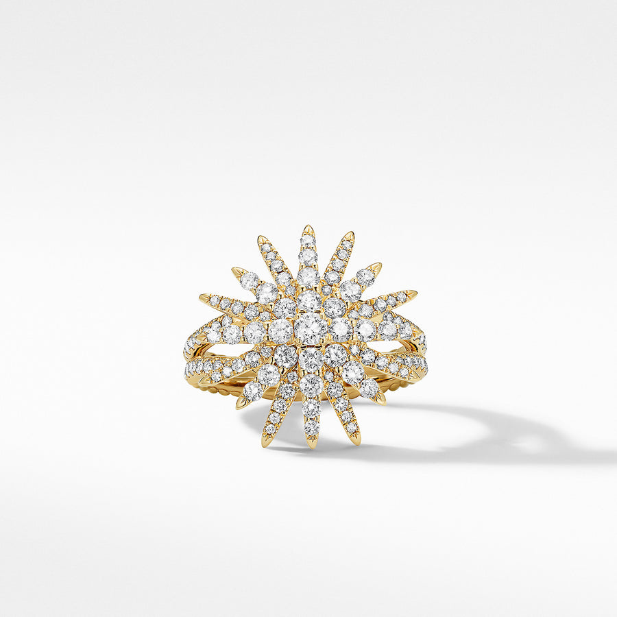 Starburst Ring in 18K Yellow Gold with Full Pave Diamonds