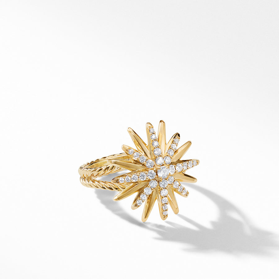 Starburst Ring in 18K Yellow Gold with Pave Diamonds