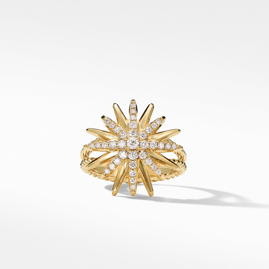 Starburst Ring in 18K Yellow Gold with Pave Diamonds