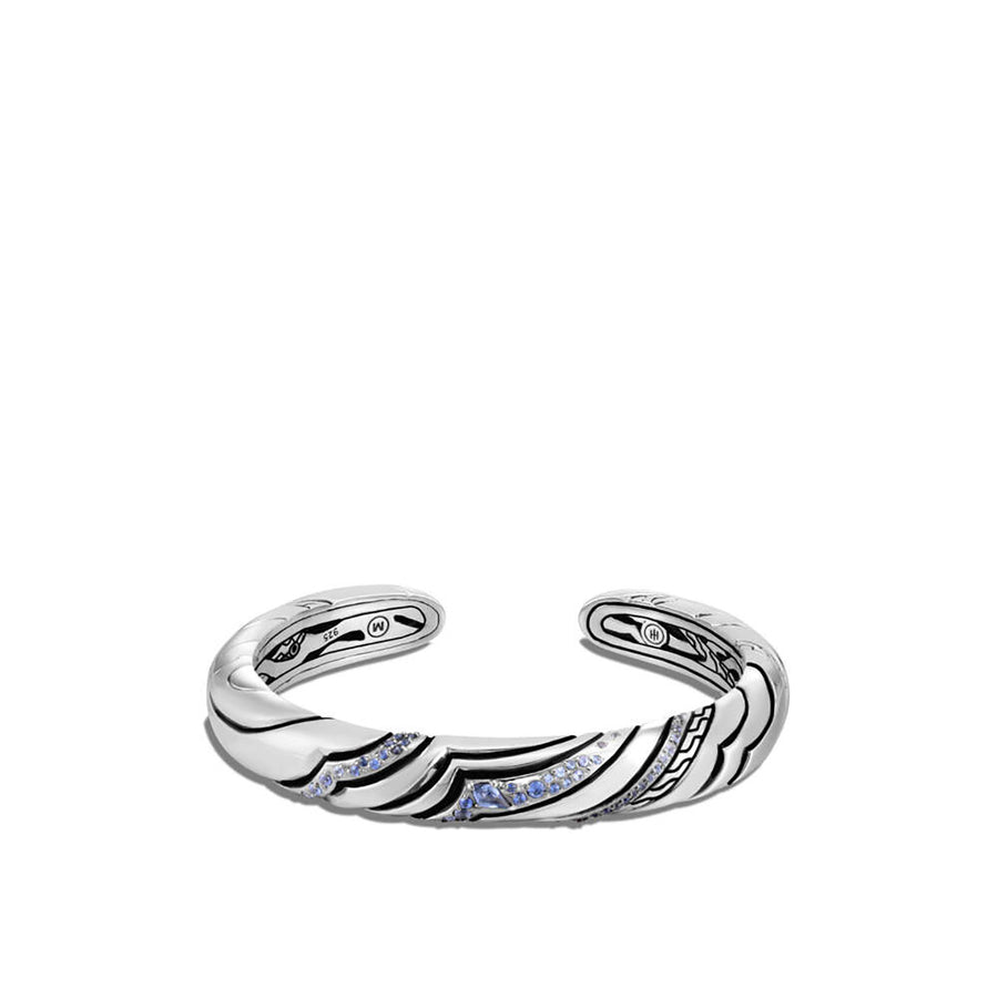 Lahar Silver Small Kick Cuff with Blue Sapphire