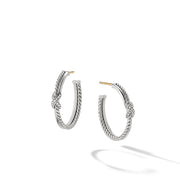 Petite X Hoop Earrings with Pave Diamonds