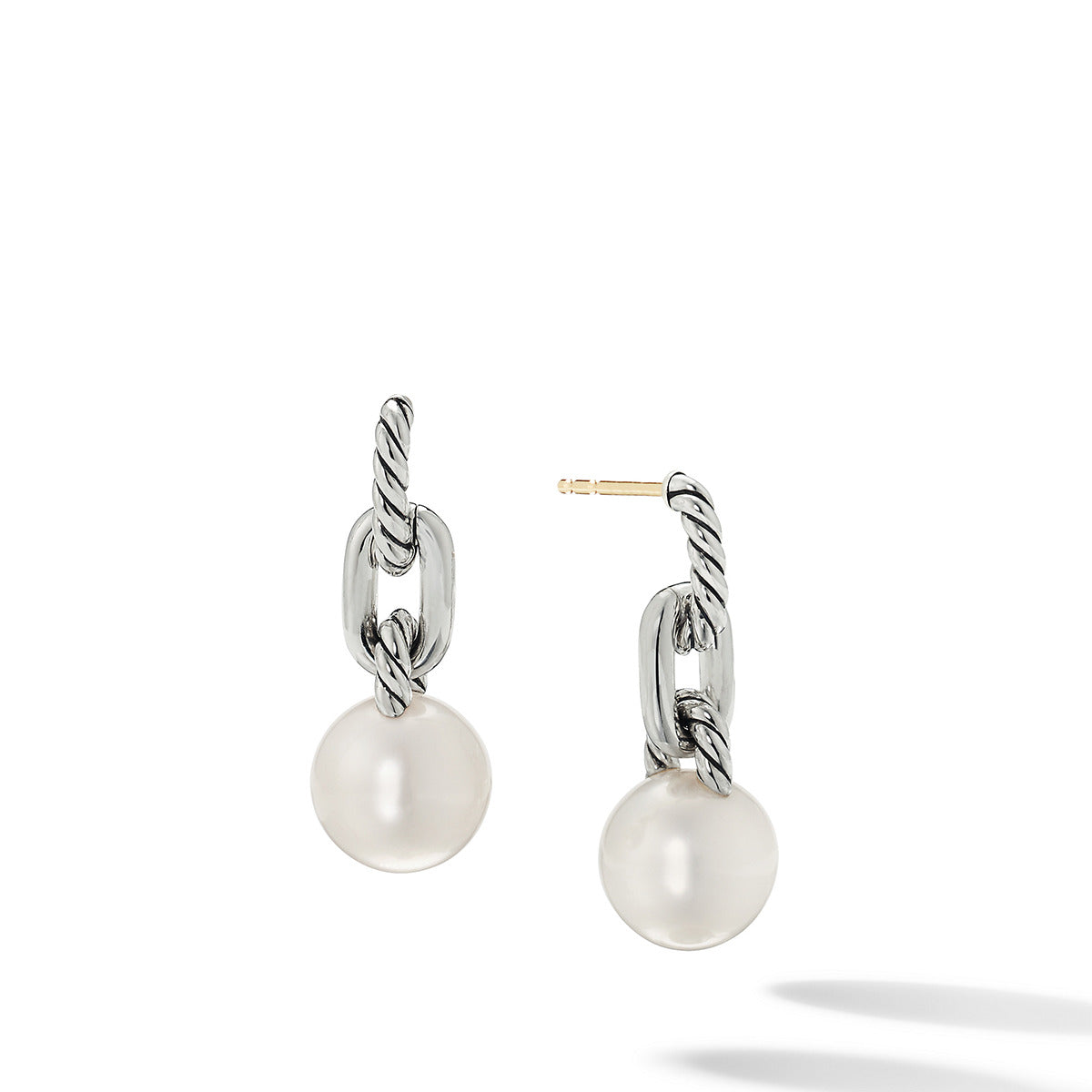 Pearl Chain Drop Earrings- Cream/Gold