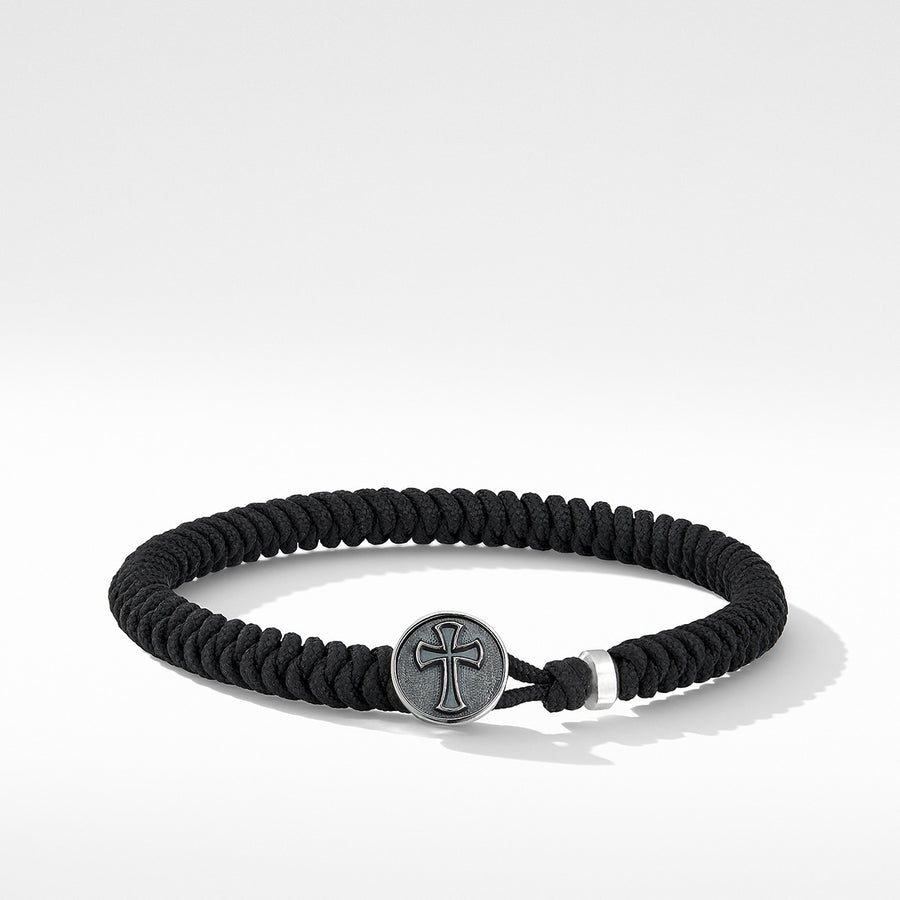 Woven Cross Bracelet with Black Nylon
