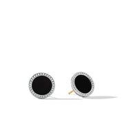 Button Earrings with Black Onyx and Pave Diamonds