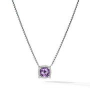 Pave Bezel Pendant Necklace with Amethyst and Diamonds