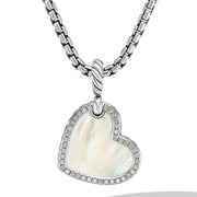 Heart Amulet in Sterling Silver with Mother of Pearl and Pave Diamonds