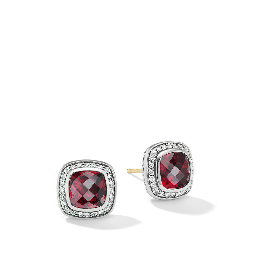 Albion Stud Earrings with Garnet and Pave Diamonds