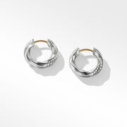 Huggie Hoop Earrings in Recycled Sterling Silver with Pave Diamonds