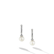 Pearl and Pave Solari Drop Earrings in Sterling Silver with Diamonds