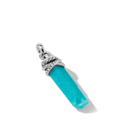 Wrapped Amazonite Crystal Amulet with Sterling Silver and Pave Diamonds