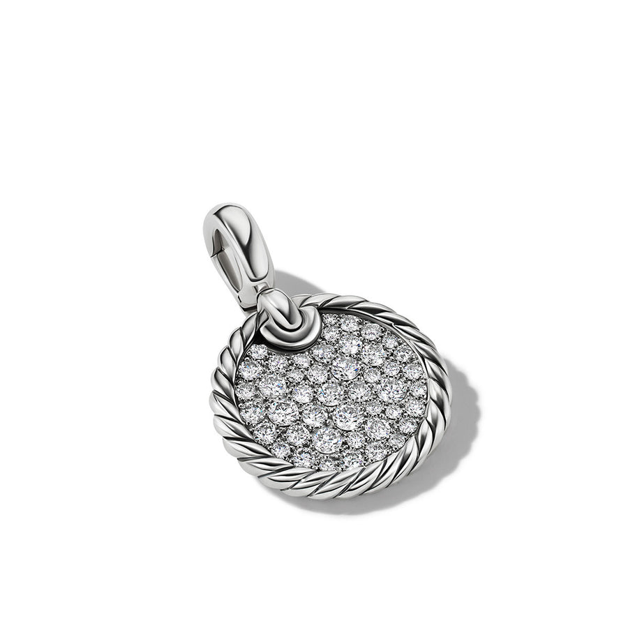 DY Elements Disc Pendant in Sterling Silver with Pave Diamonds