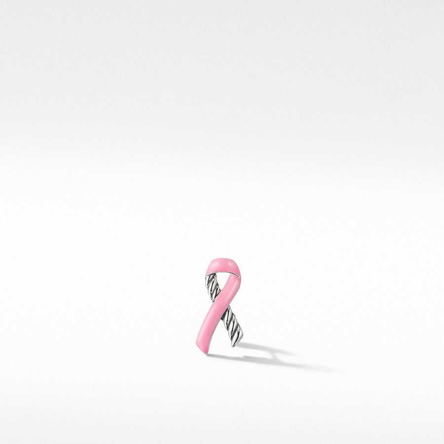 Cable Collectibles Pink Enamel Ribbon in Sterling Silver