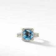 Chatelaine Pave Bezel Ring with Hampton Blue Topaz and Diamonds