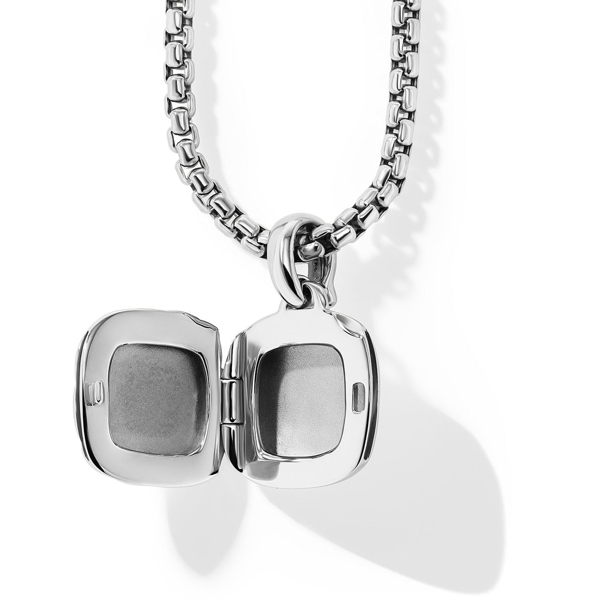 Sculpted Cable Square Locket in Sterling Silver