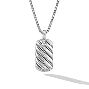Petite Sculpted Cable Tag in Sterling Silver