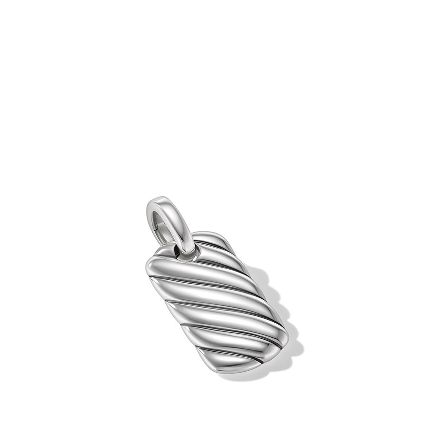 Petite Sculpted Cable Tag in Sterling Silver