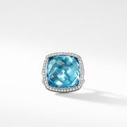 Ring with Blue Topaz and Diamonds