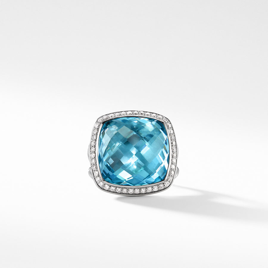 Ring with Blue Topaz and Diamonds