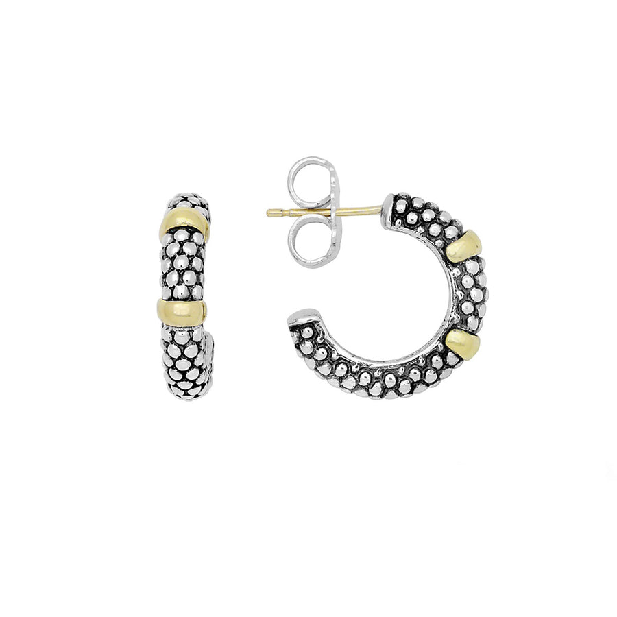 Two-Tone Caviar Huggie Earrings