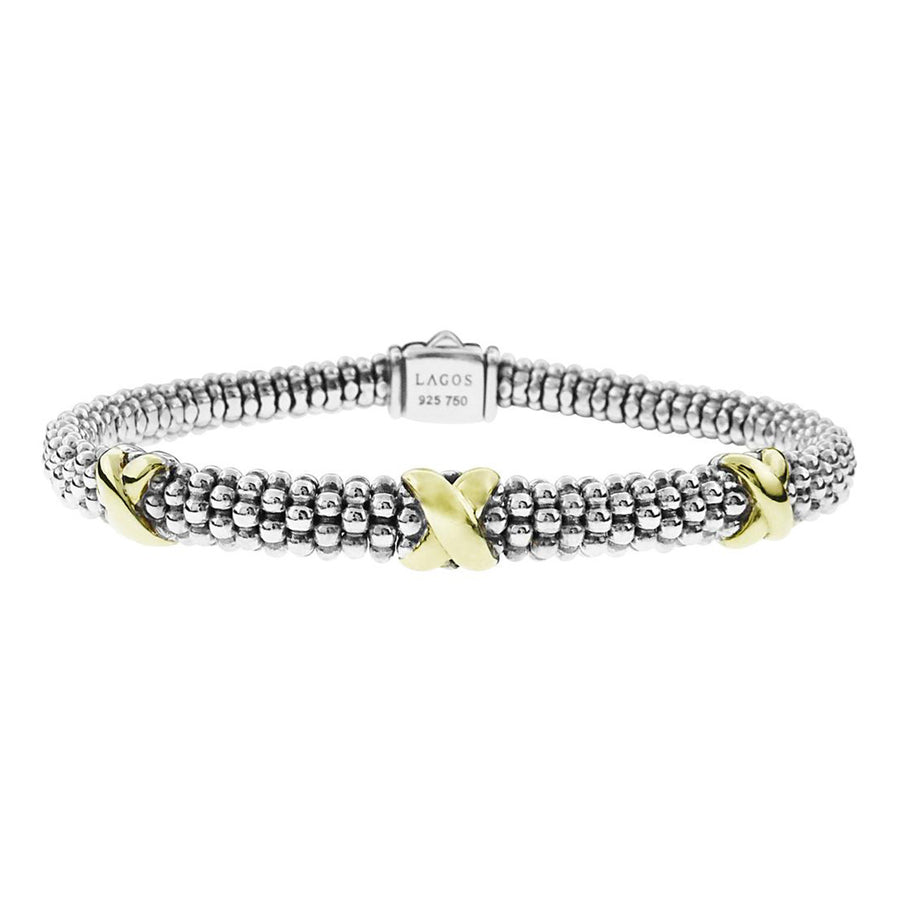 6mm Three Station X Caviar Bracelet