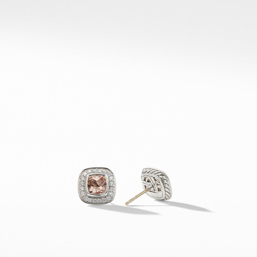 Petite Albion Earrings with Morganite and Diamonds