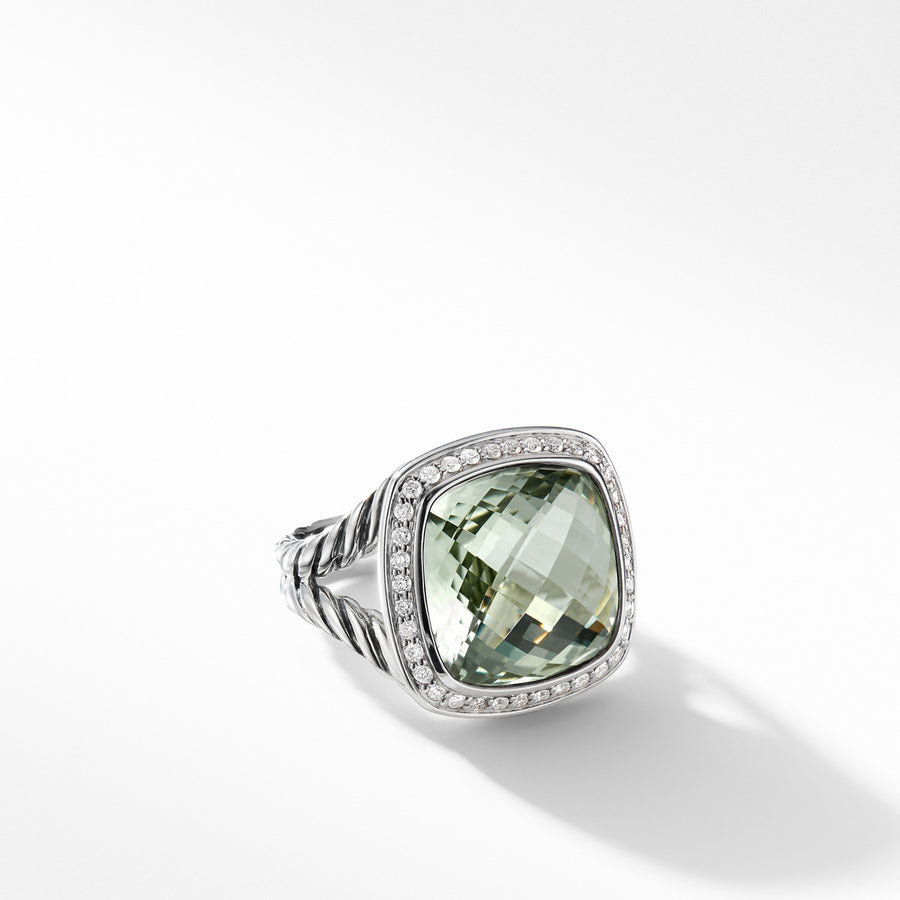 Ring with Prasiolite and Diamonds