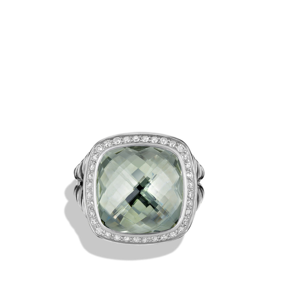 Ring with Prasiolite and Diamonds