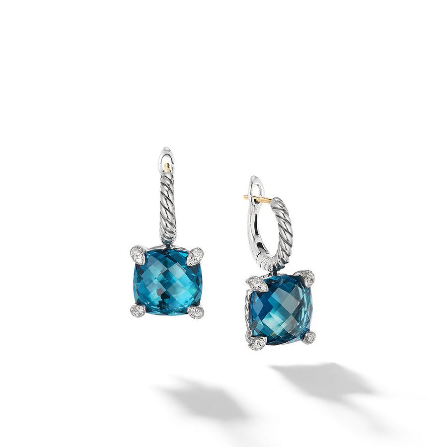 Drop Earrings with Hampton Blue Topaz and Diamond