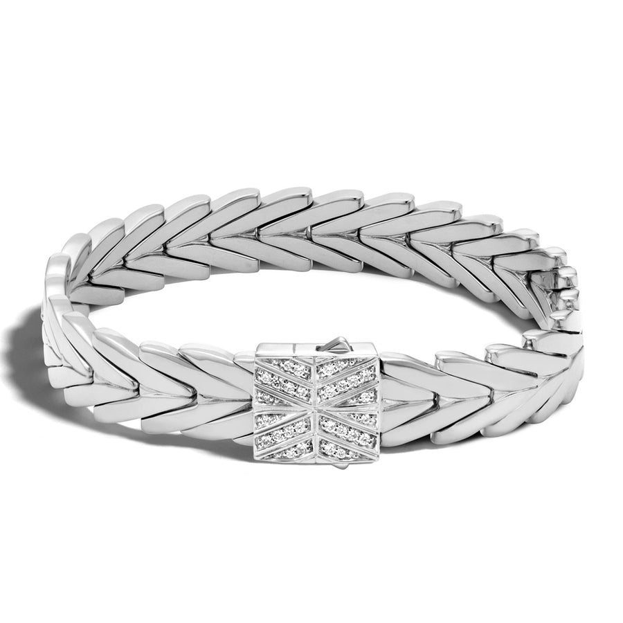 Modern Chain Silver Diamond Medium Bracelet