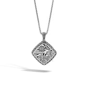 Classic Chain Hammered Gold and Silver Heritage Large Quadrangle Pendant Necklace