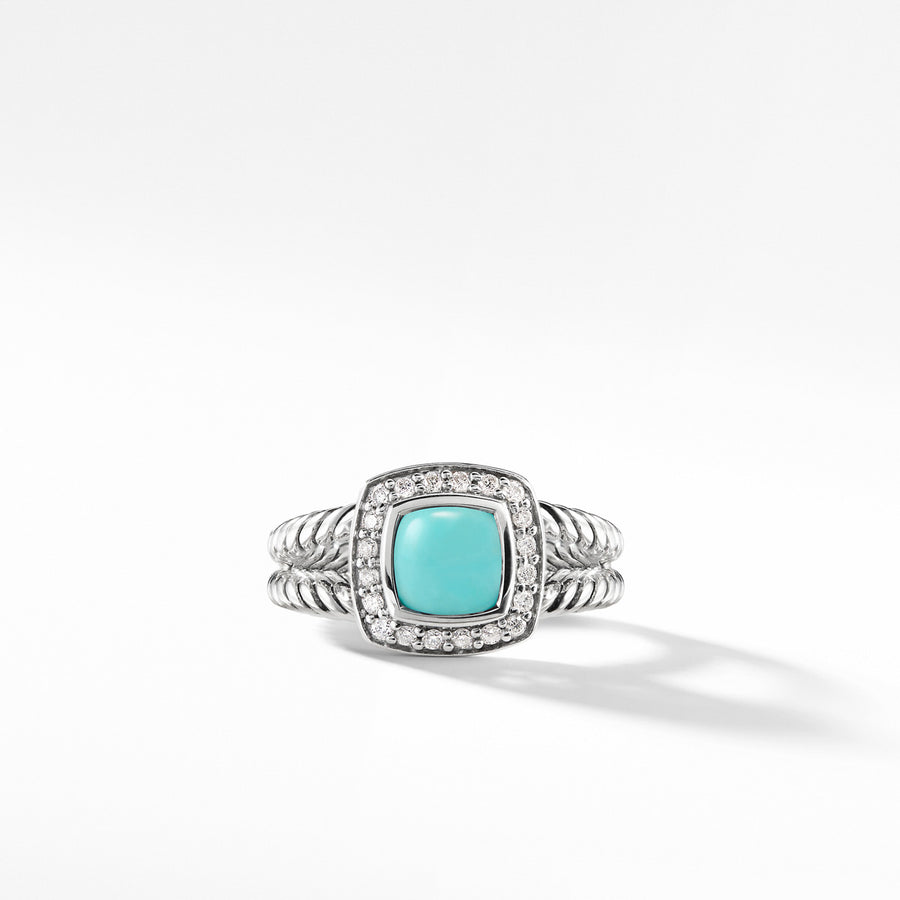 Petite Albion Ring with Turquoise and Diamonds