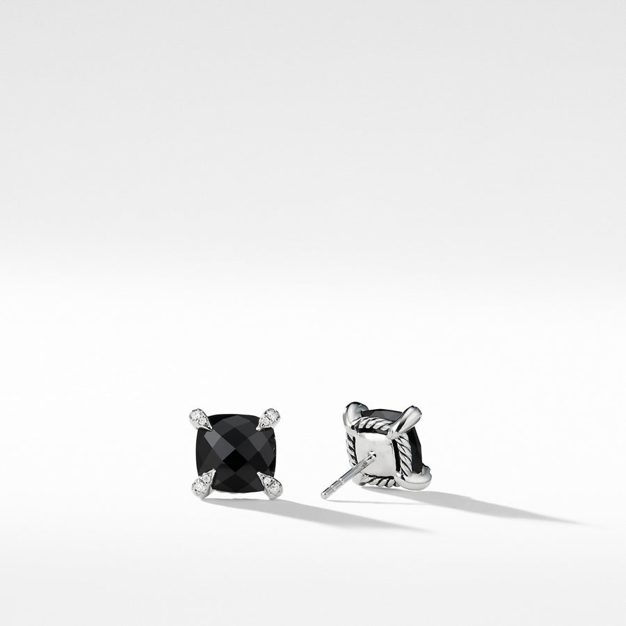 Chatelaine Stud Earrings with Black Onyx and Diamonds