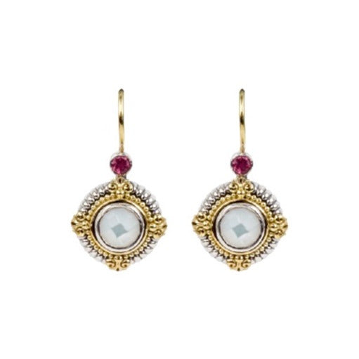 Mother of Pearl and Pink Tourmaline Earrings
