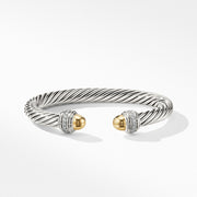 Cable Bracelet with Gold Dome and Diamonds