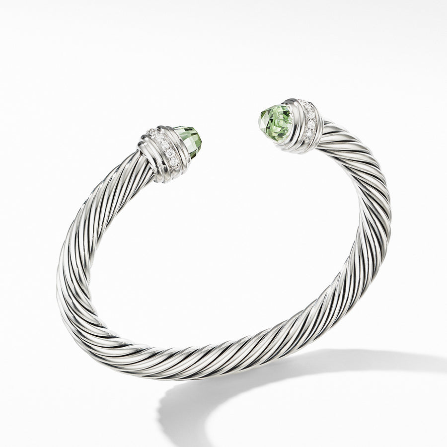 Cable Bracelet with Prasiolite and Diamonds