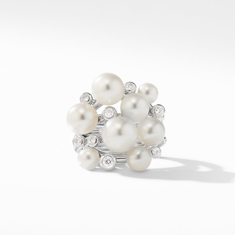 Large Pearl Cluster Ring with Diamonds