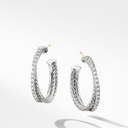 Crossover Medium Hoop Earrings with Diamonds