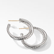 Crossover Medium Hoop Earrings with Diamonds