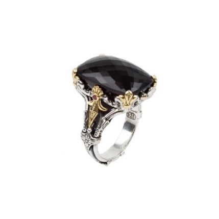 Sterling Silver 18K Gold Onyx Ring