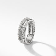 Crossover Ring with Diamonds