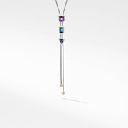 Novella Y Necklace with Hampton Blue Topaz, 18K Yellow Gold and Diamonds