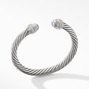 Cable Bracelet with Grey Pearls and Pave Diamonds